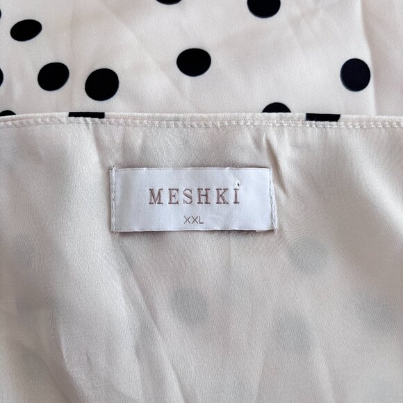 MESHKI Joan Satin Asymmetrical Polka Dot Mini Dress - Picture 9 of 9